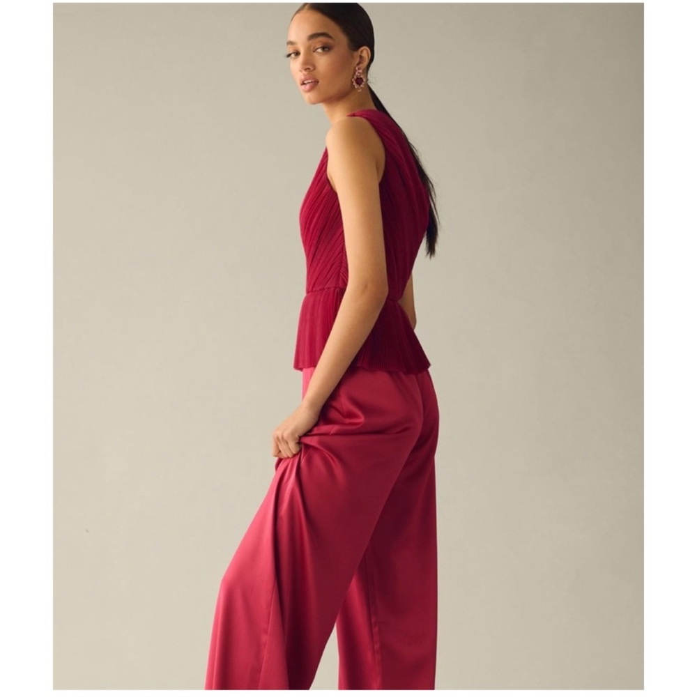 Hutch One-Shoulder Raspberry Red Jumpsuit - Picture 4 of 9
